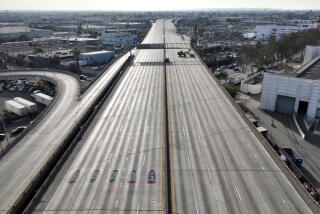 Los Angeles, CA, Monday, November 13, 2023 - Aerial views of the 10 Freeway days after a large pallet fire burned below, shutting the freeway to traffic. (Robert Gauthier/Los Angeles Times)