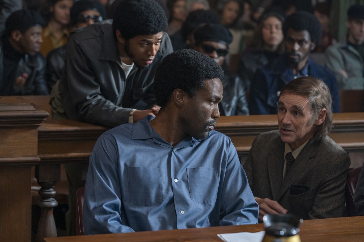 Kelvin Harrison as Fred Hampton, Yahya Abdul-Mateen as Bobby Seale, Mark Rylance as William Kuntsler "Trial of the Chicago 7"