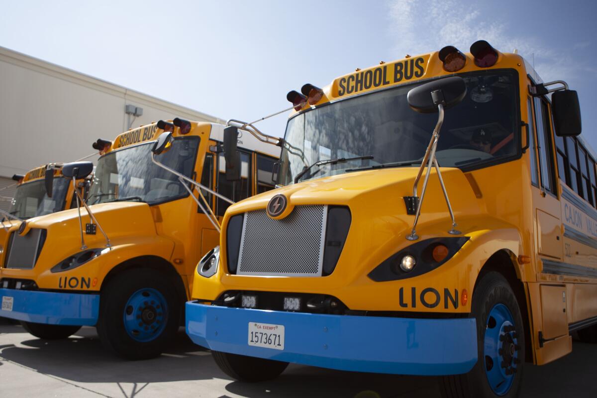 The El Cajon Valley School District electric buses. 