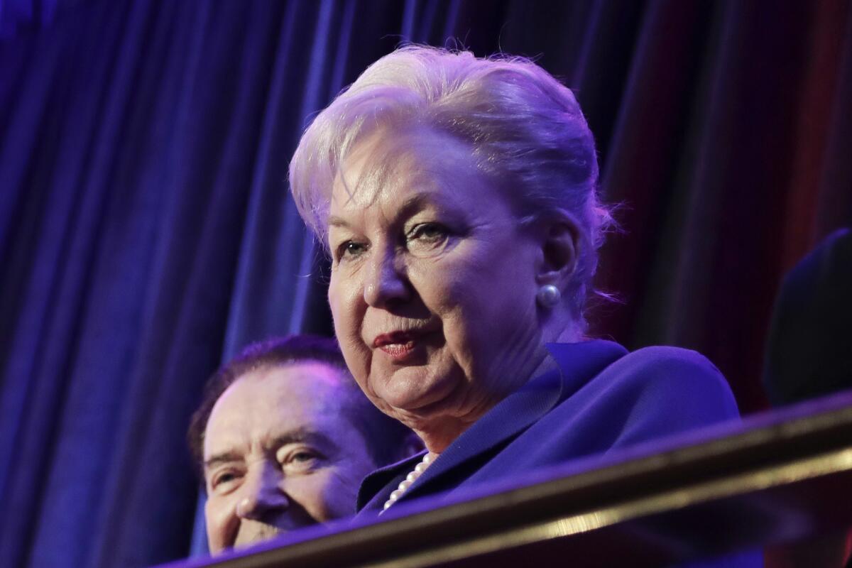 Maryanne Trump Barry, Donald Trump's older sister, sits in a balcony during an election night rally in 2016. 