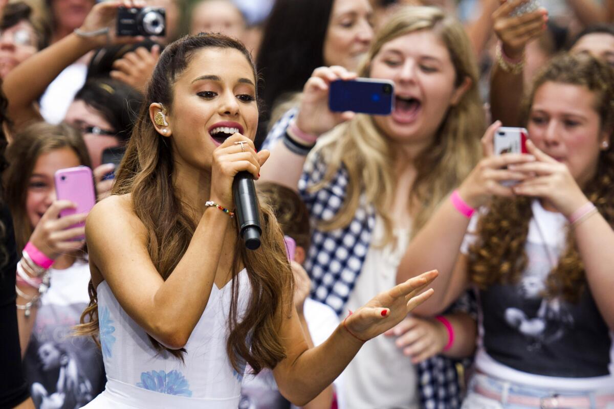 Ariana Grande, performing here on NBC's "Today" show, debuted at No. 1 on the Billboard 200 with her album "Yours Truly."