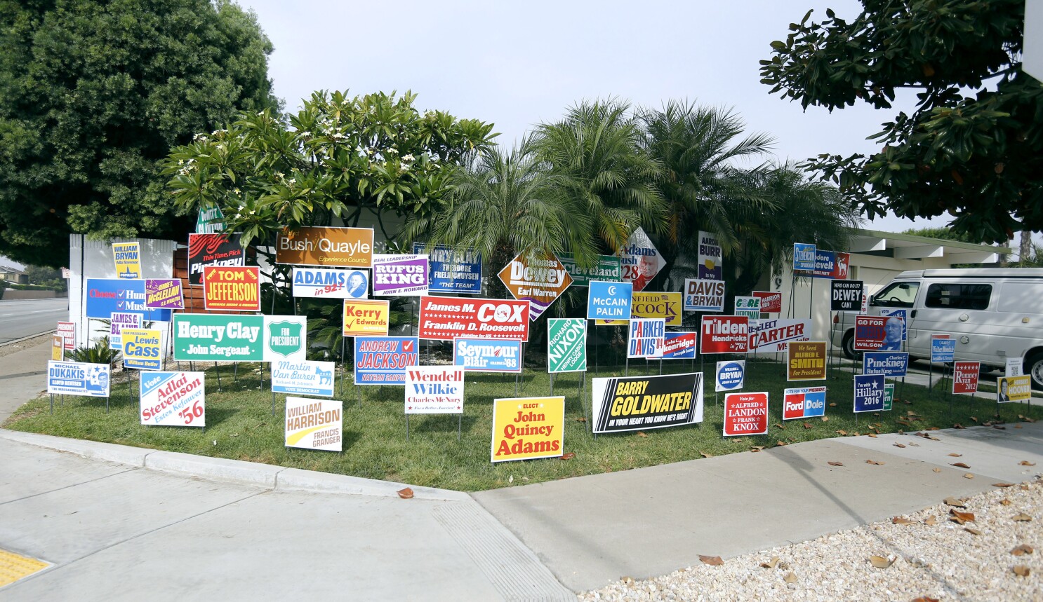 Art Exhibit On An O C Lawn Displays Signs For Failed Candidates In Every U S Presidential Election Los Angeles Times