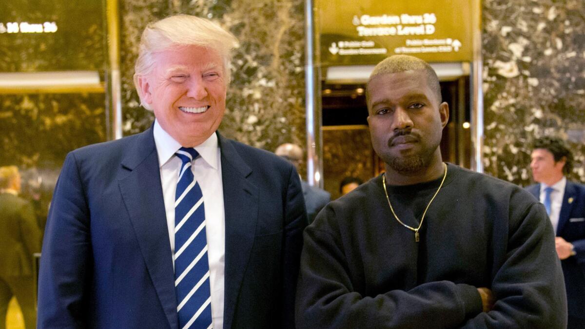 Then-President-elect Donald Trump and Kanye West on Dec. 13, 2016.