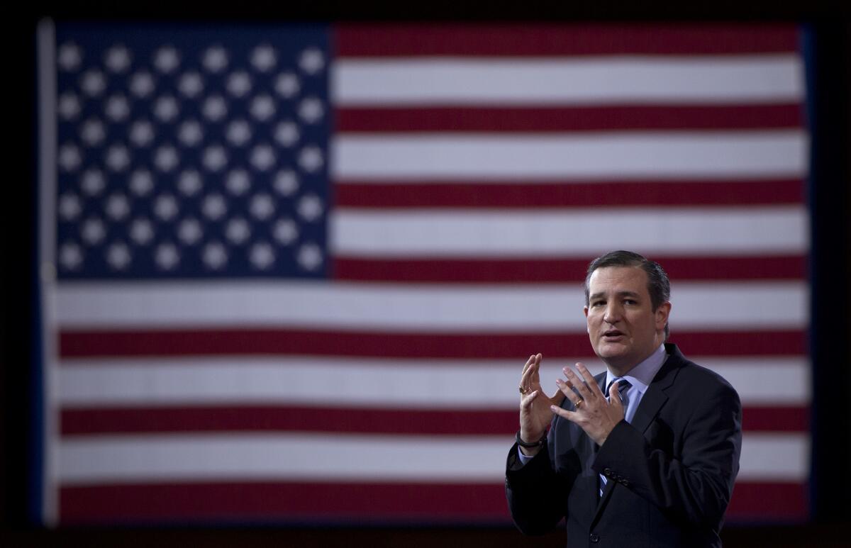 Sen. Ted Cruz (R-Texas) speaks at the Conservative Political Action Conference in National Harbor, Md., on Thursday.