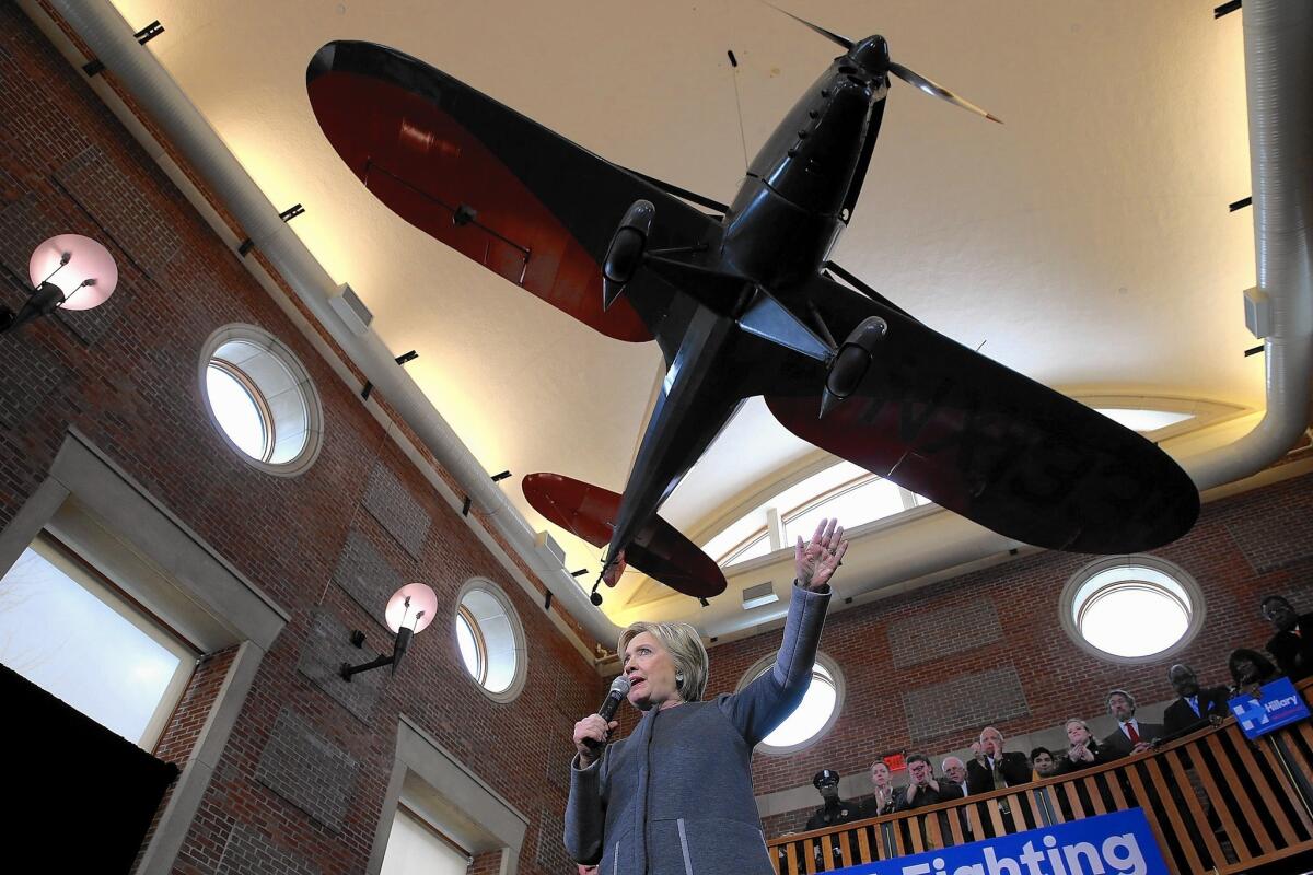 One big question on the Democratic side: Can Bernie Sanders of Vermont significantly cut Hillary Clinton’s delegate lead? Above, Clinton at the Lyman & Merrie Wood Museum of Springfield History in Massachusetts.
