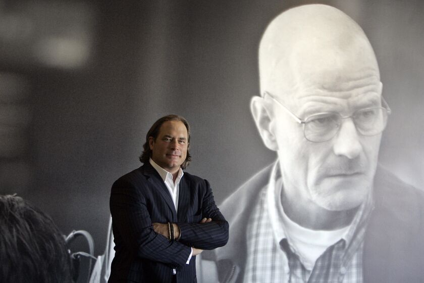 Sony Pictures Television President Steve Mosko is shown against a "Breaking Bad" backdrop at Sony Pictures in Culver City in 2010.