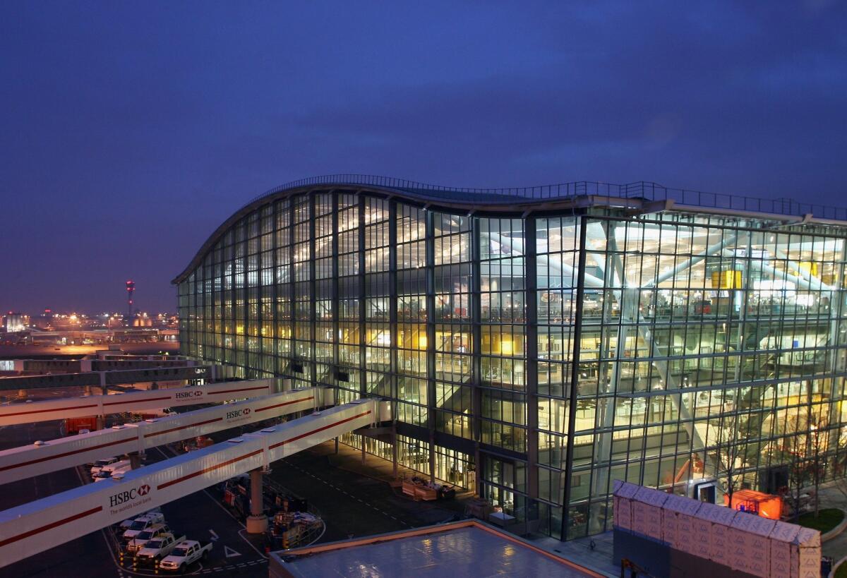 A view of Terminal 5 at Heathrow Airport. United Airlines sold ultra-cheap tickets for flights from England because of a currency exchange error. The U.S. Department of Transportation is investigating.