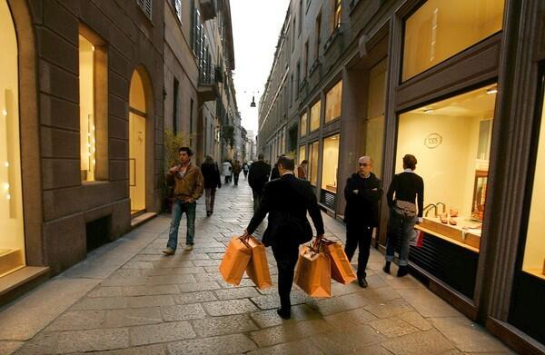 Milan's "Golden Triangle" luxury shopping district.