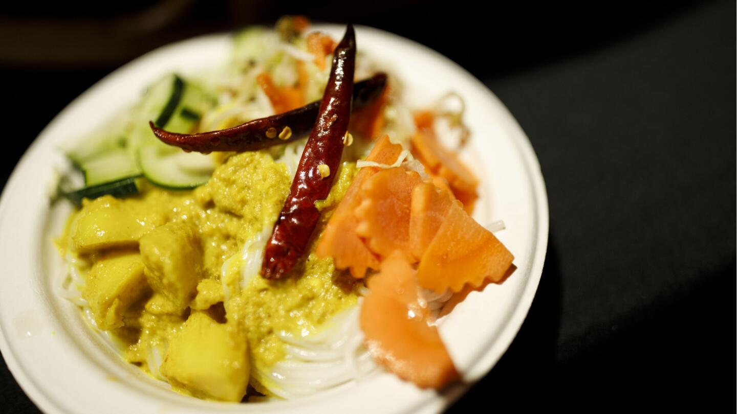 Coconut curry from Jitlada is served Monday at the launch party for Jonathan Gold’s 101 Best Restaurants.