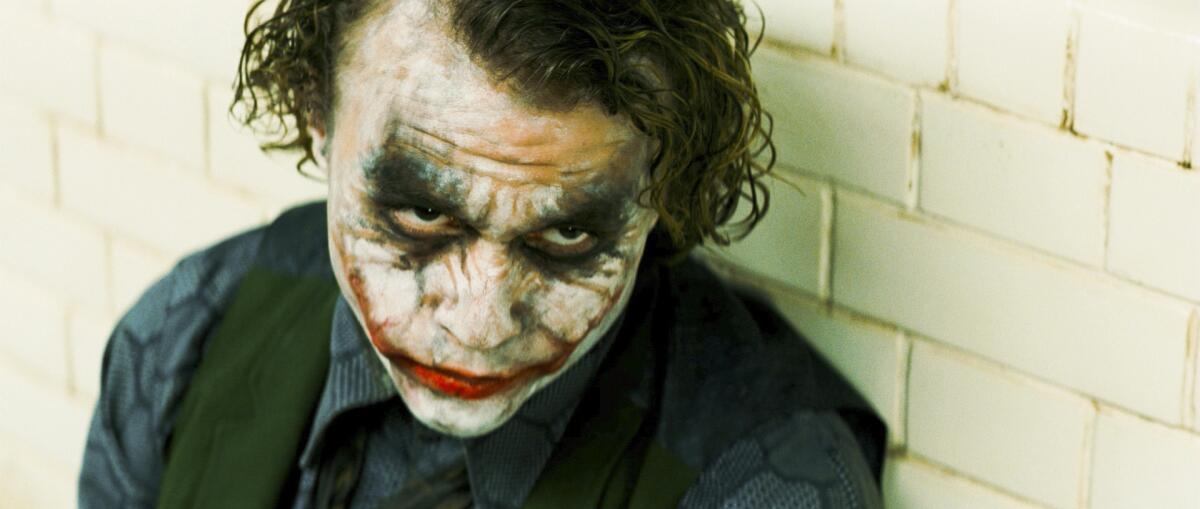 Heath Ledger as The Joker in "The Dark Knight" (2008).