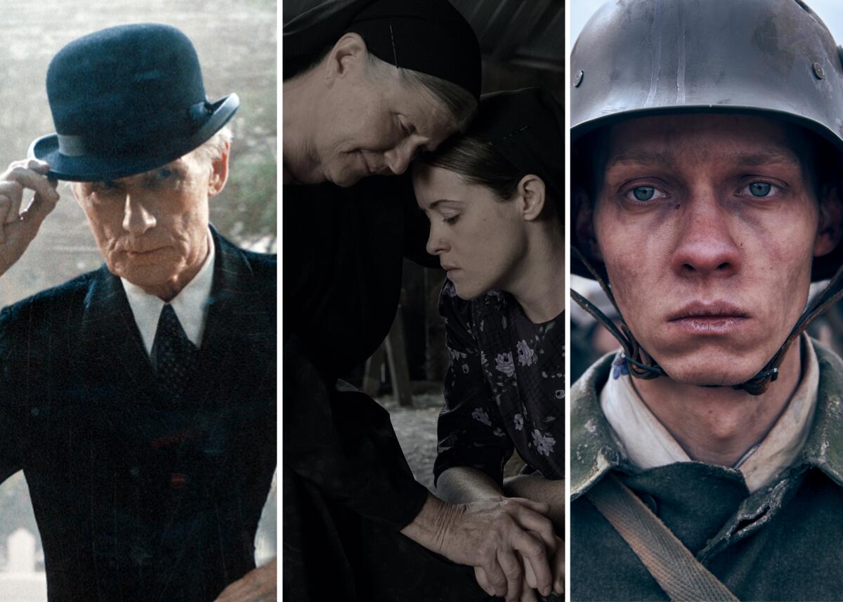 Three top contenders to win the 2023 adapted-screenplay Oscar: "Living"; "Women Talking"; "All Quiet on the Western Front"