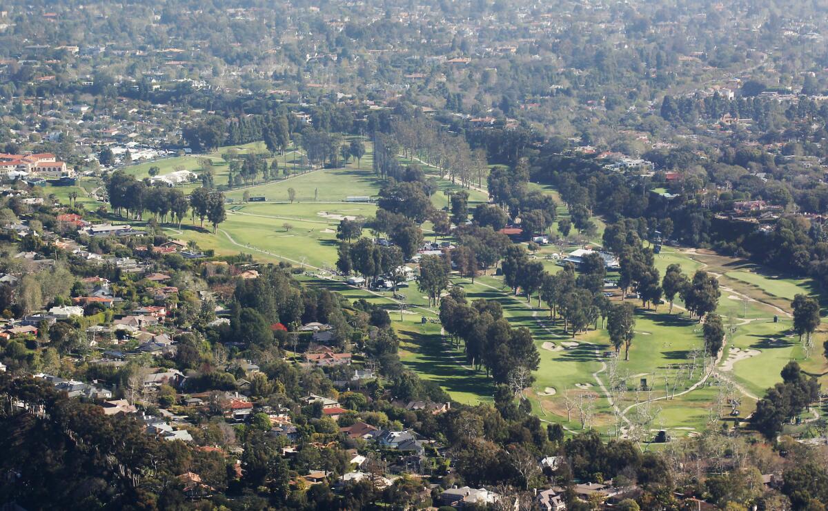 An aerial view taken from the MetLife blimp on Feb. 19 shows the Riviera Country Club.