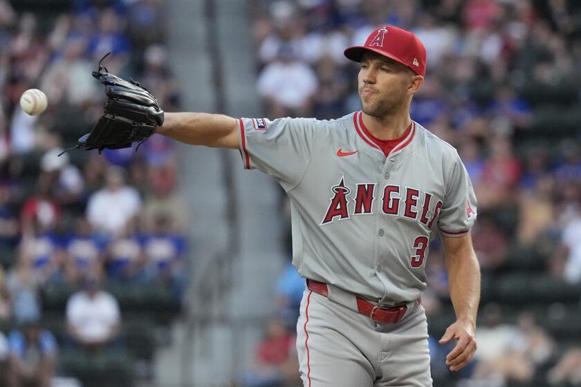 Los Angeles Angels starting pitcher Tyler Anderson during a baseball game.