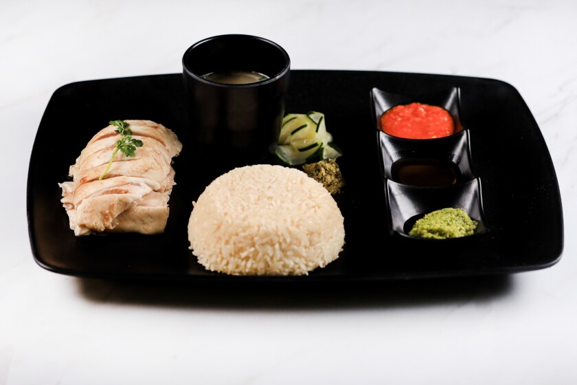 Hainan chicken rice from Maxwell Chicken Rice in Northridge.