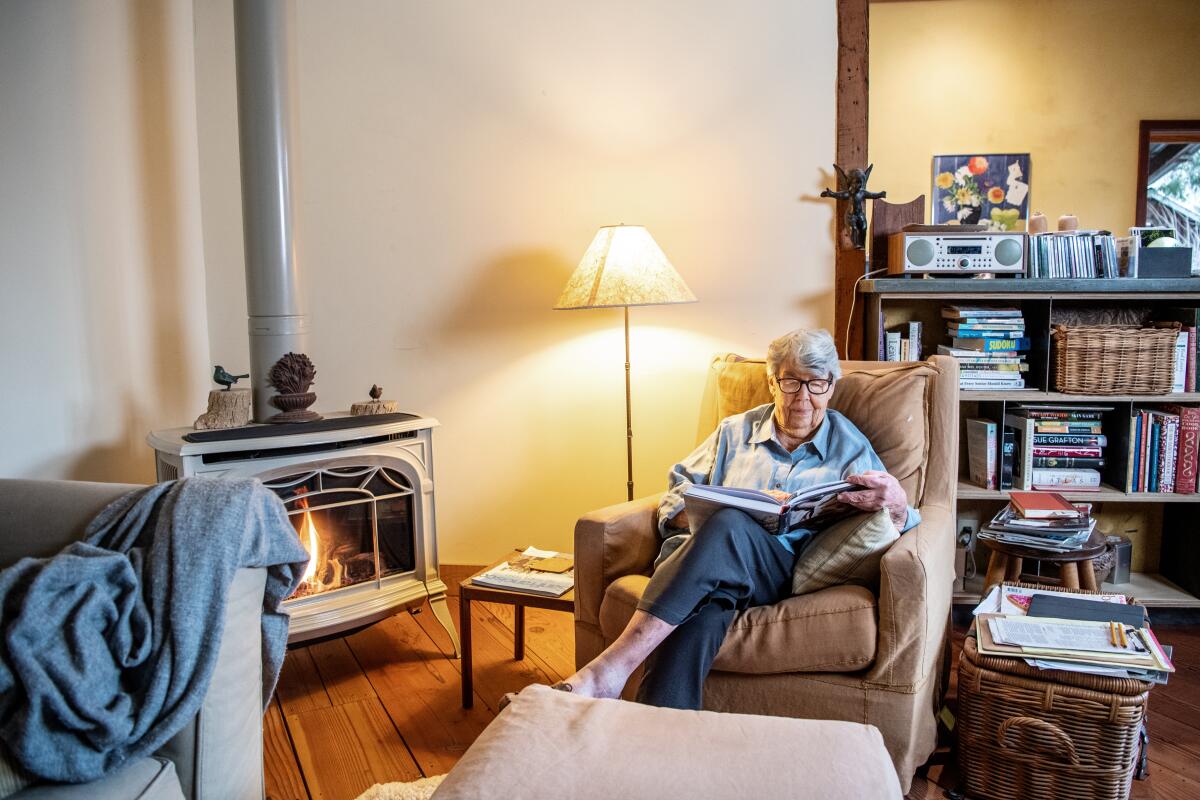 Sally Schmitt relaxes at home in Philo, Calif.