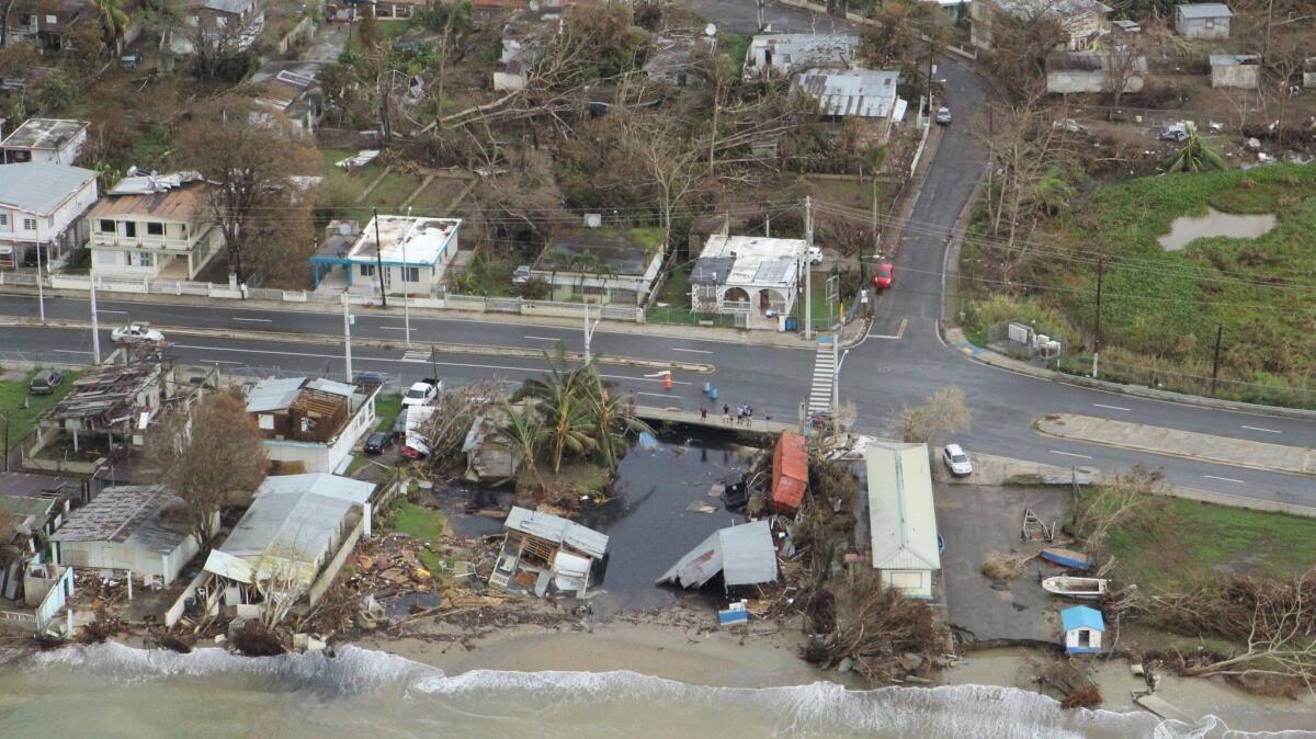 This U.S. Coast Guard photo taken Saturday from a helicopter shows damage caused by Hurricane Maria along the Puerto Rican coast.