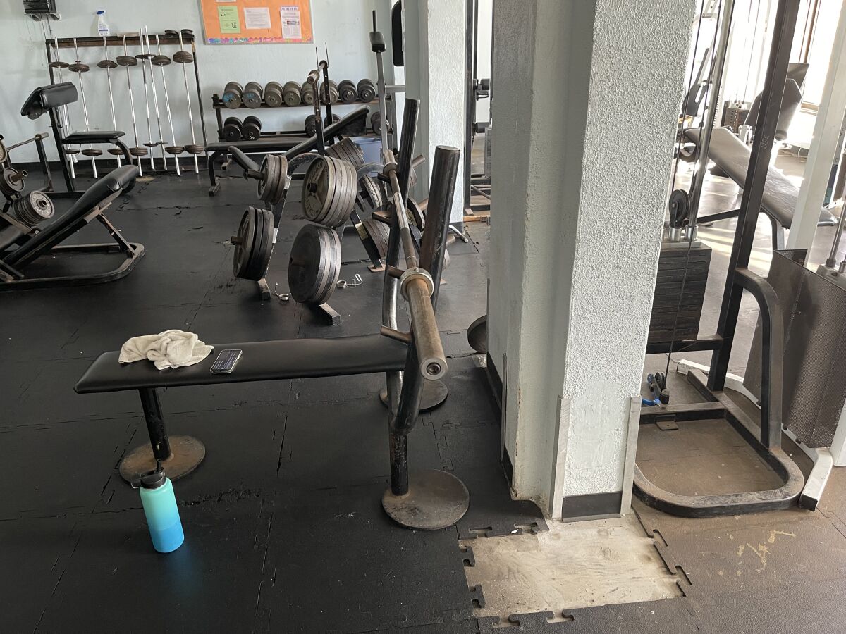 The floor of the La Jolla Recreation Center weight room needs replacing, the center's director says.