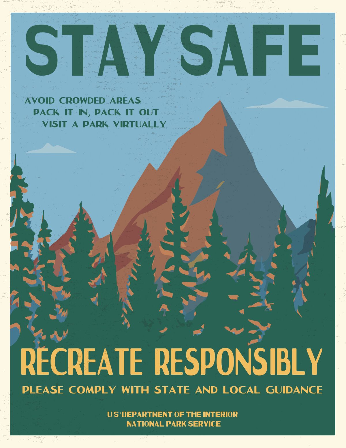 Poster from the National Park Service reminding people about social distancing.
