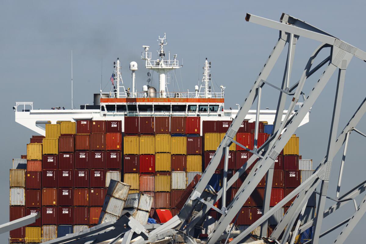 The container ship that struck the Baltimore bridge.