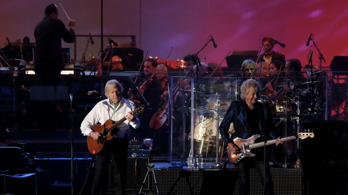 The Moody Blues are on hand at the Hollywood Bowl, celebrating the 50th anniversary of the rock band’s groundbreaking album, “Days of Future Passed.” (Craig T. Mathew and Greg Grudt / Mathew Imaging)