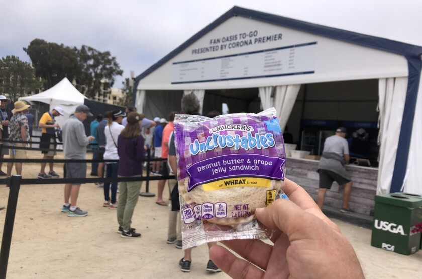 Peanut butter and jelly sandwiches were a primary source of sustenance at concession stand overlooking seventh fairway.