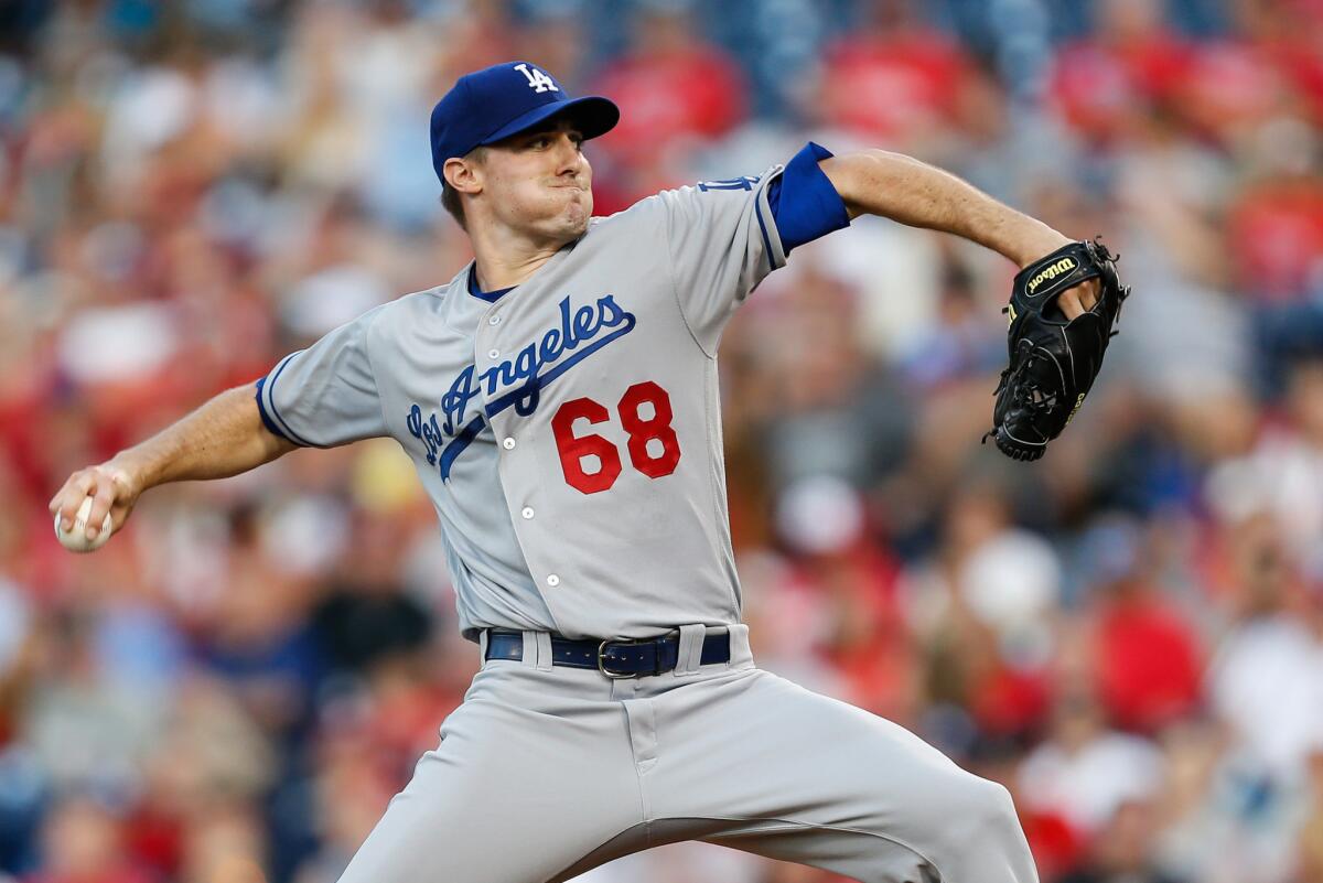 Dodgers' Ross Stripling pitches against Philadelphia on Aug. 18.