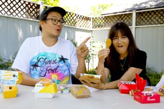 Food columnist Lucas Kwan Peterson and Jenn Harris taste test chicken nuggets.