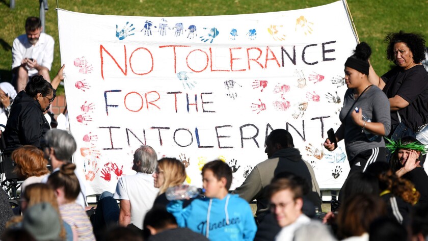 A banner at the vigil for Christchurch victims at the Basin Reserve in Wellington, New Zealand.