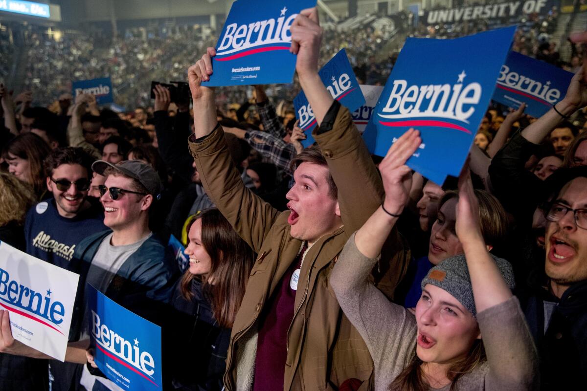 Supporters of Bernie Sanders in Durham, N.H.