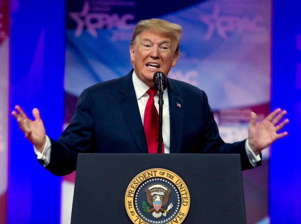 President Trump speaks at Conservative Political Action Conference 2019 in Maryland on March 2.