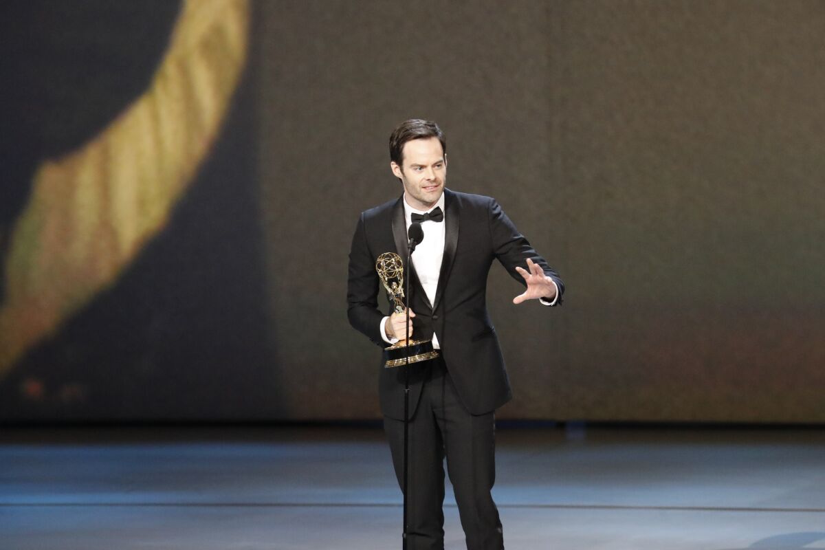 Bill Hader accepts the Emmy for lead actor in a comedy series for "Barry."