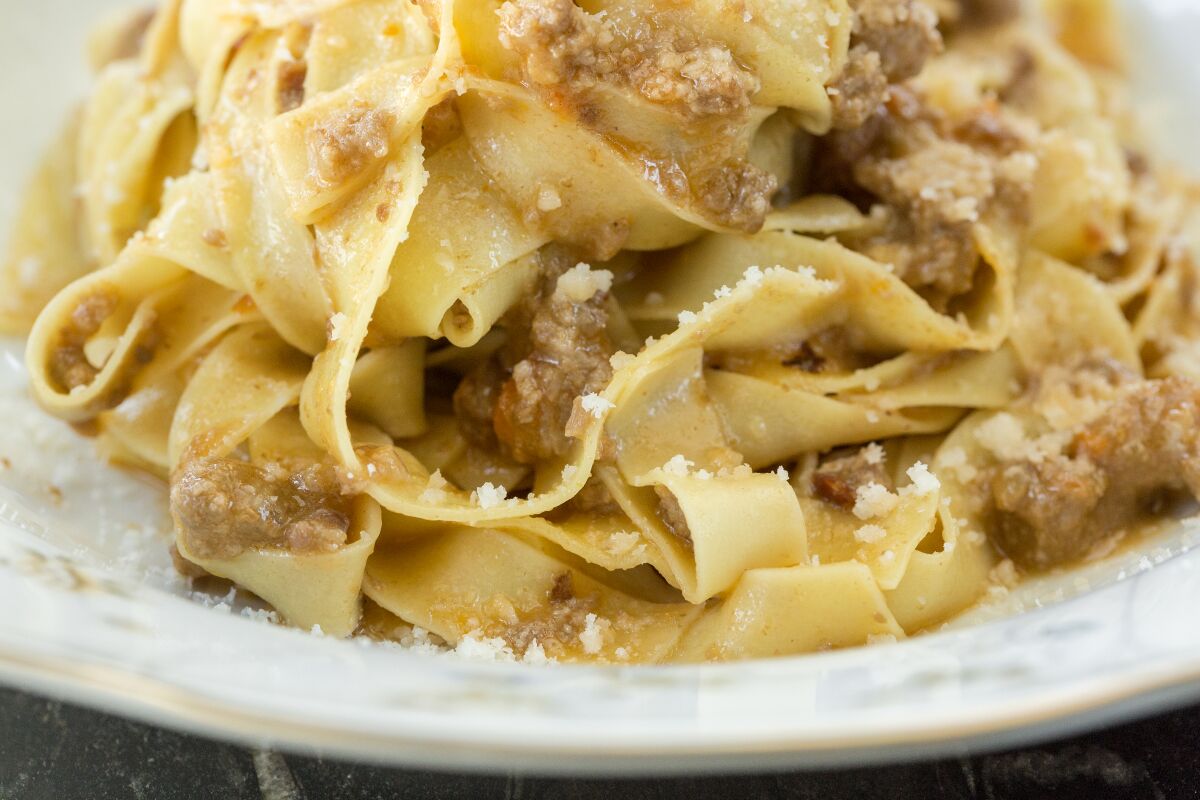 Nonna’s tagliatelle al ragù Bolognese with beef, pork and not too much tomato sauce.