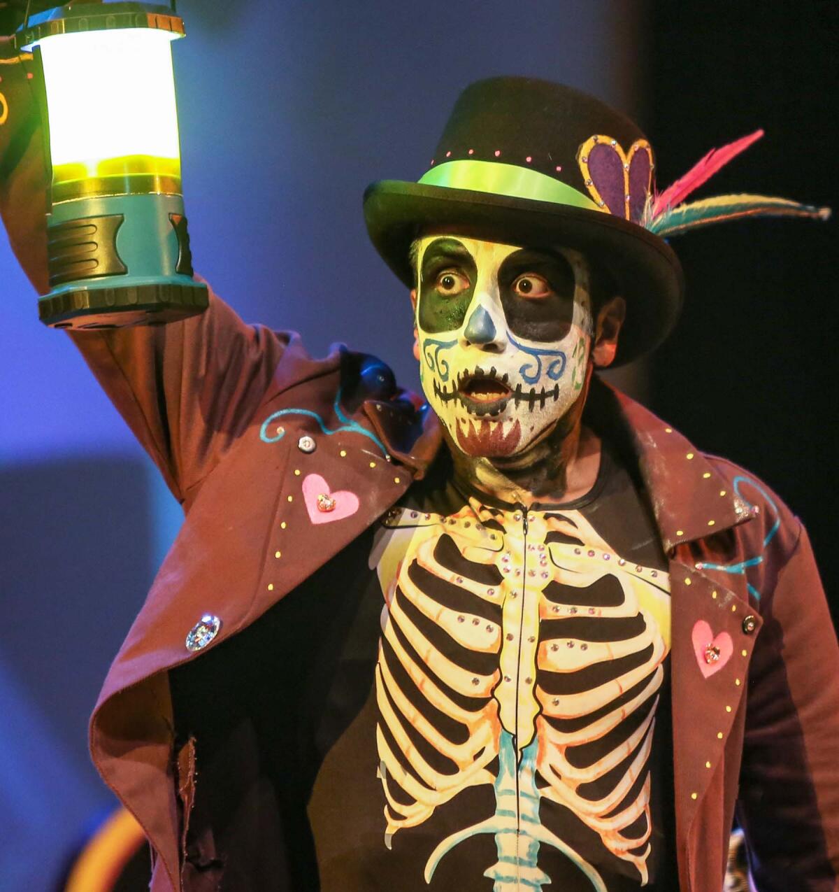 Rafa Reyes portraying the character Sugar Skull.