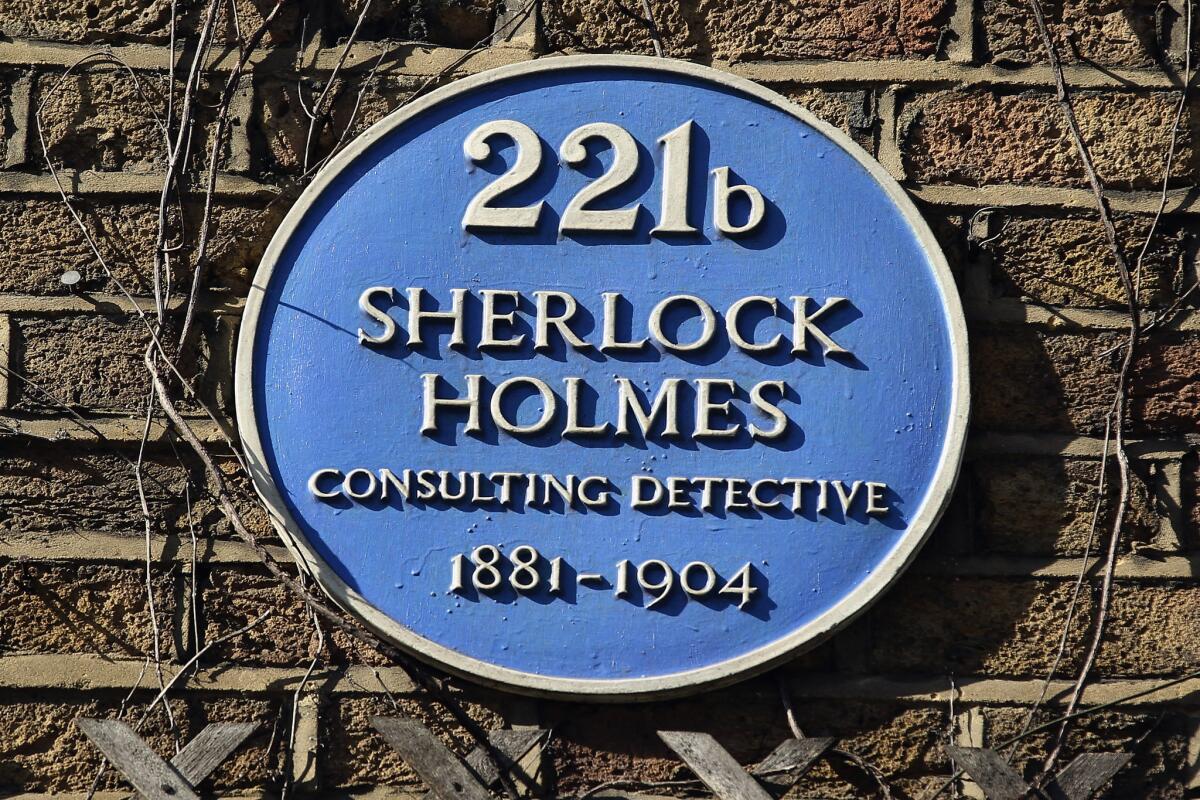A blue plaque marks the spot in London known as the home of the fictional character Sherlock Holmes.
