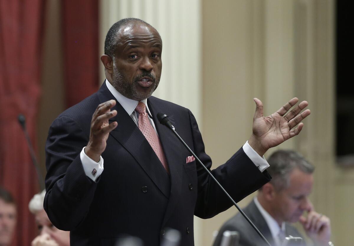 Sen. Rod Wright (D-Inglewood) speaks in Sacramento last year. He said Monday that he has been frustrated by his criminal case in which a jury found him guilty of eight felonies.