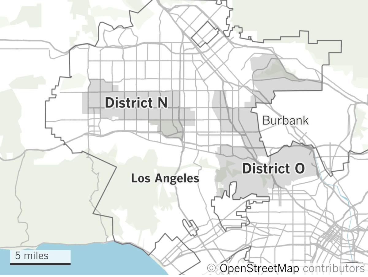 Draft map K-2 of Los Angeles City Council districts 