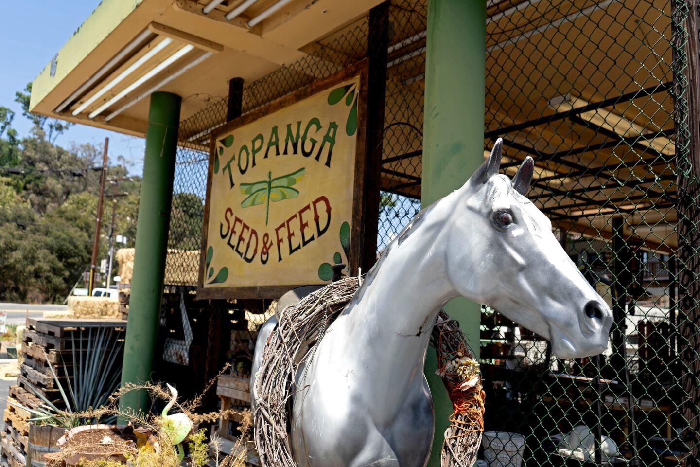 Besides supplies, the store sells statuary and wind chimes.