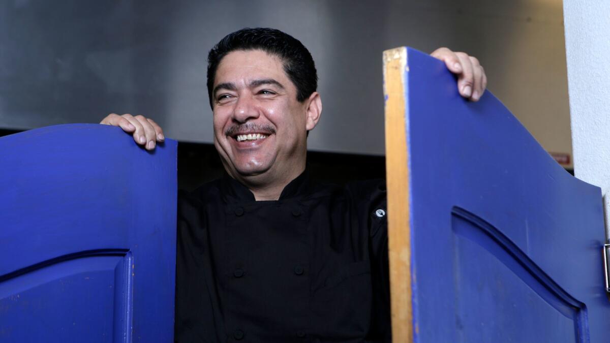 Sergio Peñuelas at Mariscos Chente restaurant in Los Angeles. (Glenn Koenig / Los Angeles Times)