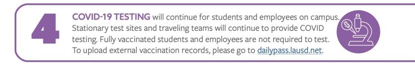 From LAUSD welcome back to school family guide.