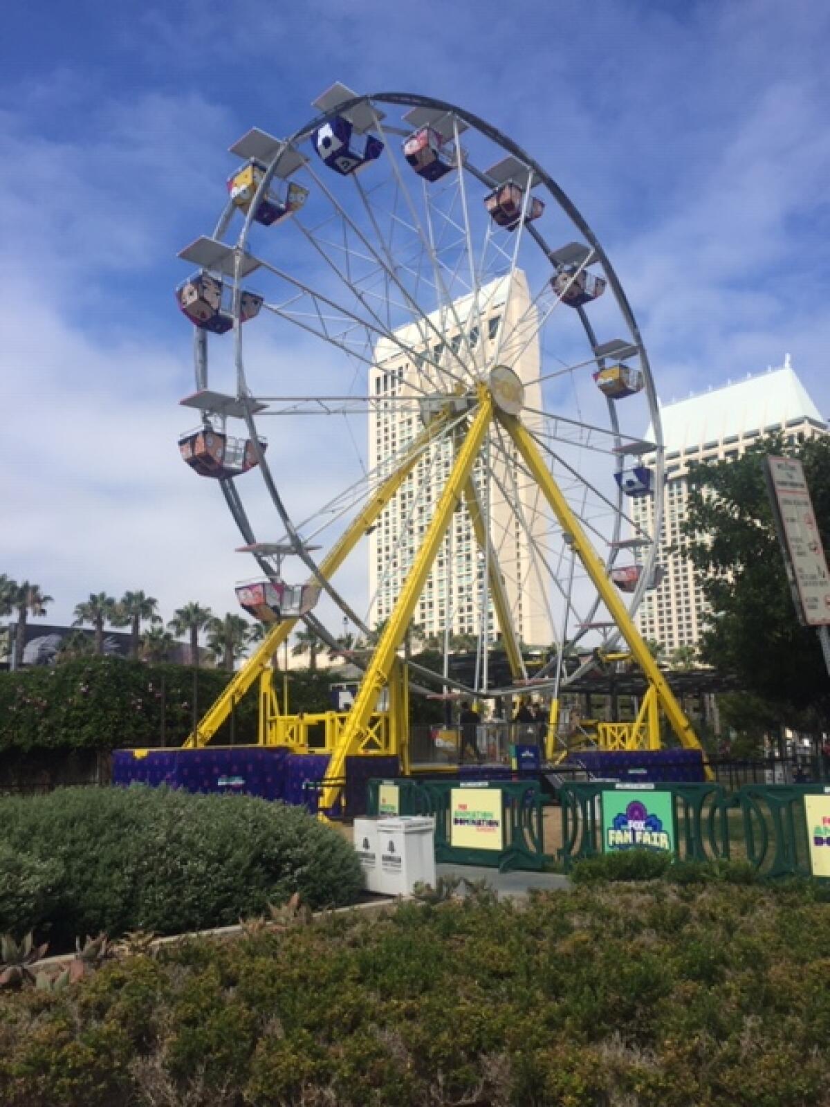 Free Ferris wheel rides are being offered at the Fox Fun Fair at Harbor Drive and Front Street in San Diego this weekend.