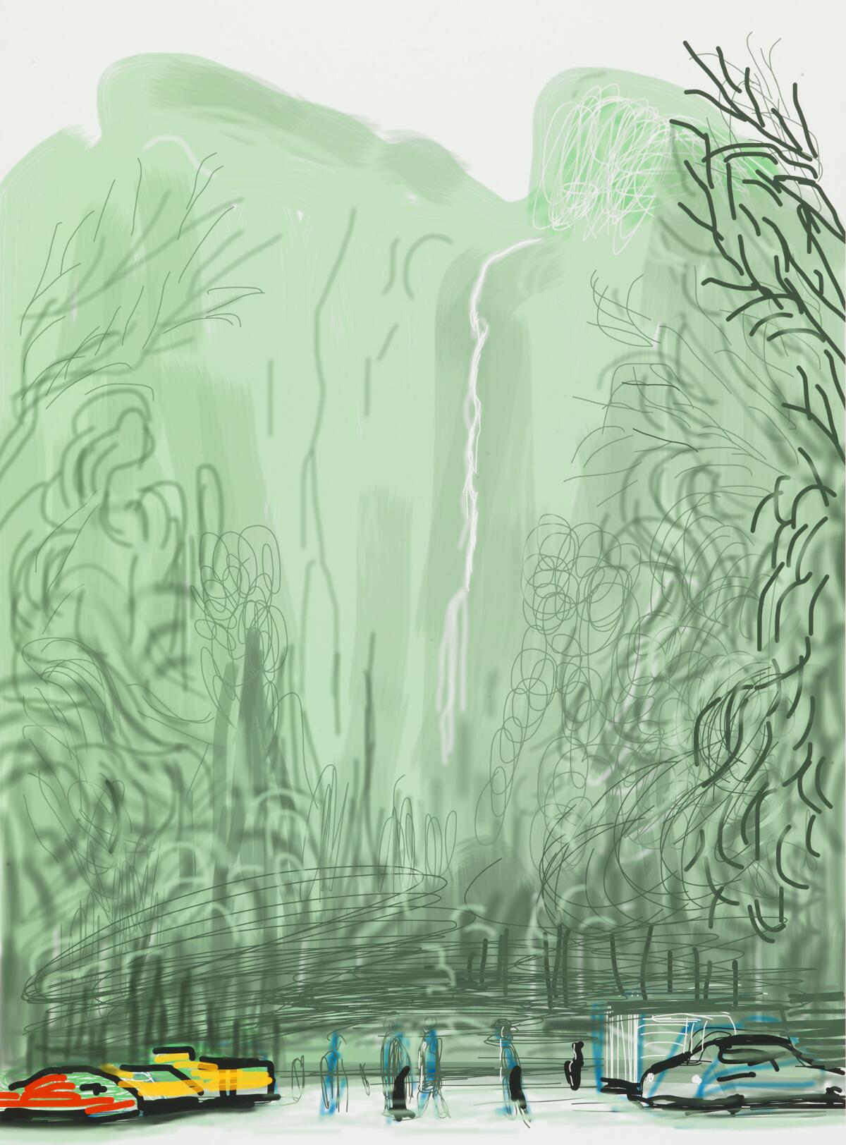 David Hockney "Untitled No. 13" from "The Yosemite Suite" 2010 iPad drawing printed on paper. (Richard Schmidt / David Hockney)