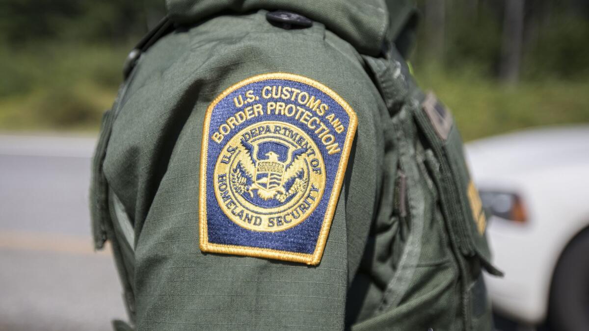A patch on the uniform of a U.S. Border Patrol agent at a highway checkpoint on August 1, 2018 in West Enfield, Maine.