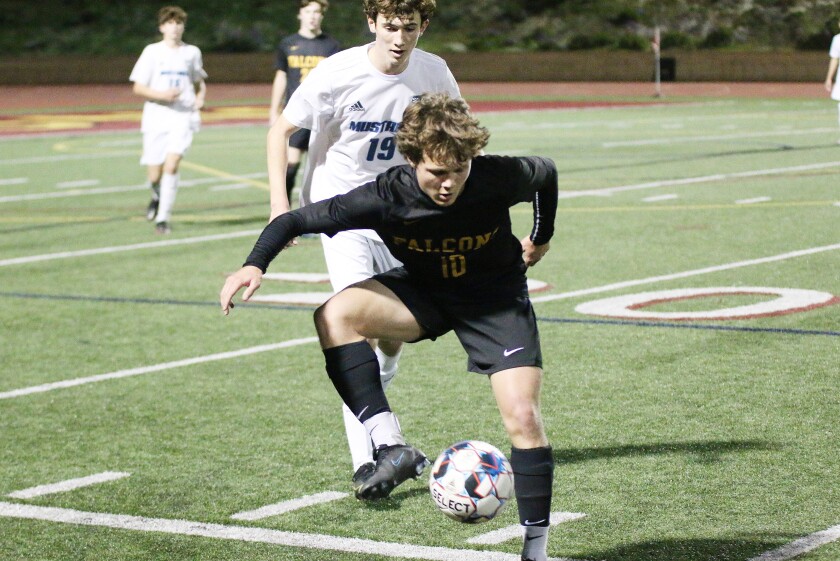 Falcon senior Mateo Pacelli collected the game's first score.