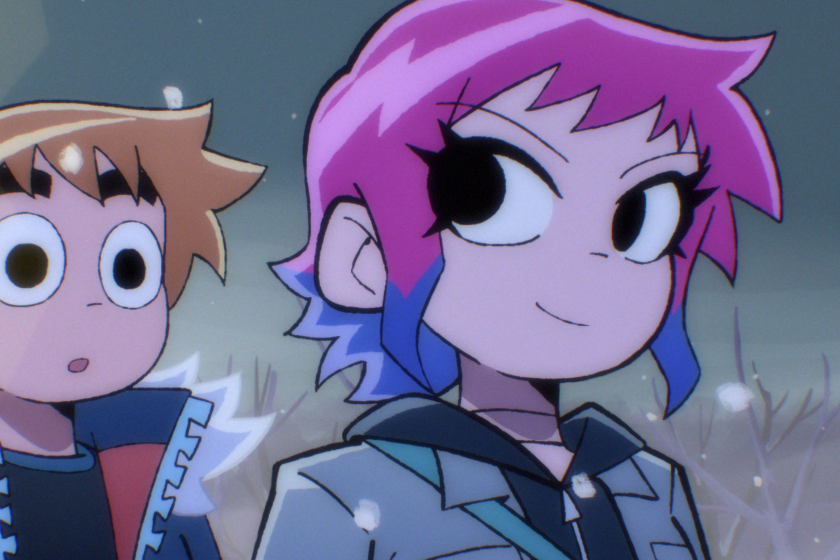 anime Scott Pilgrim and Ramona Flowers in cold weather