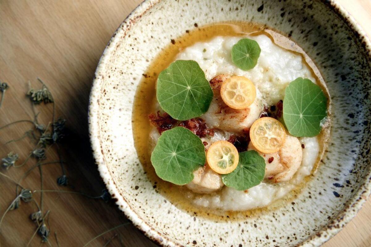 A porridge to celebrate the Lunar New Year includes scallops.