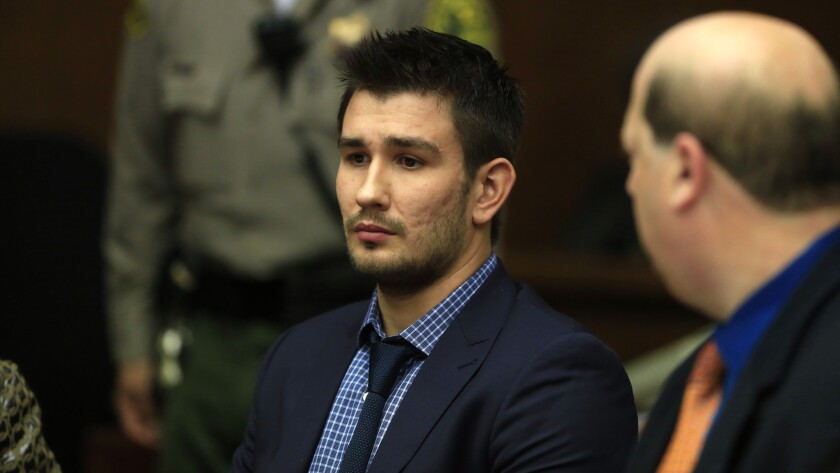 Kings defenseman Slava Voynov, shown in court on Dec. 1, 2014, had been jailed at the Seal Beach Police Detention Center since July 7 after pleading no contest to a domestic violence charge.