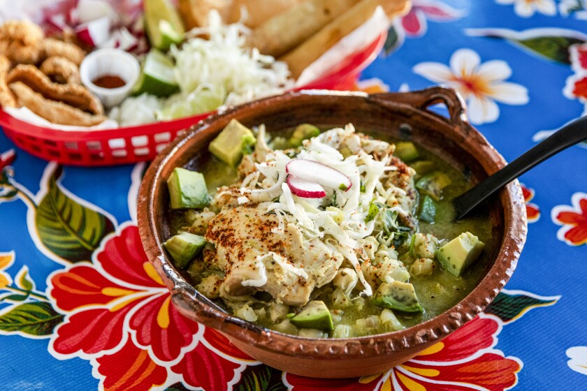 A bowl of pozole. 