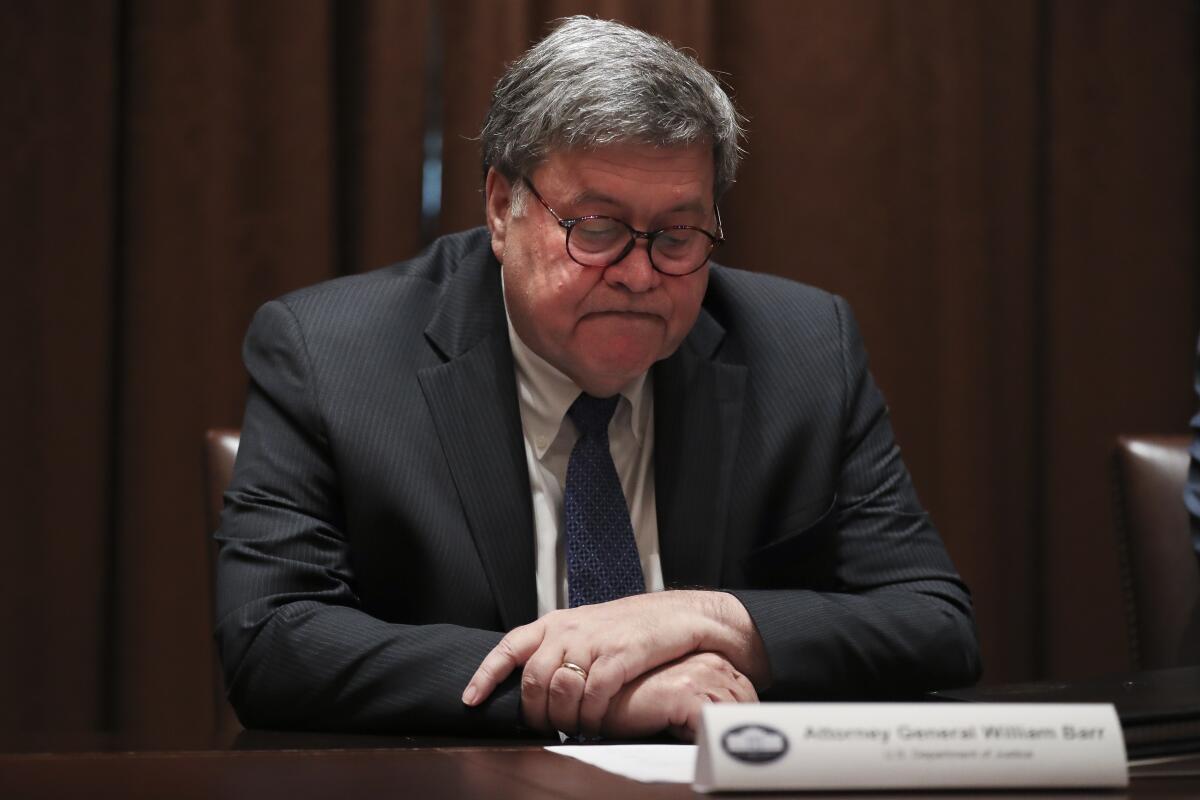 El fiscal general de Estados Unidos, William Barr.