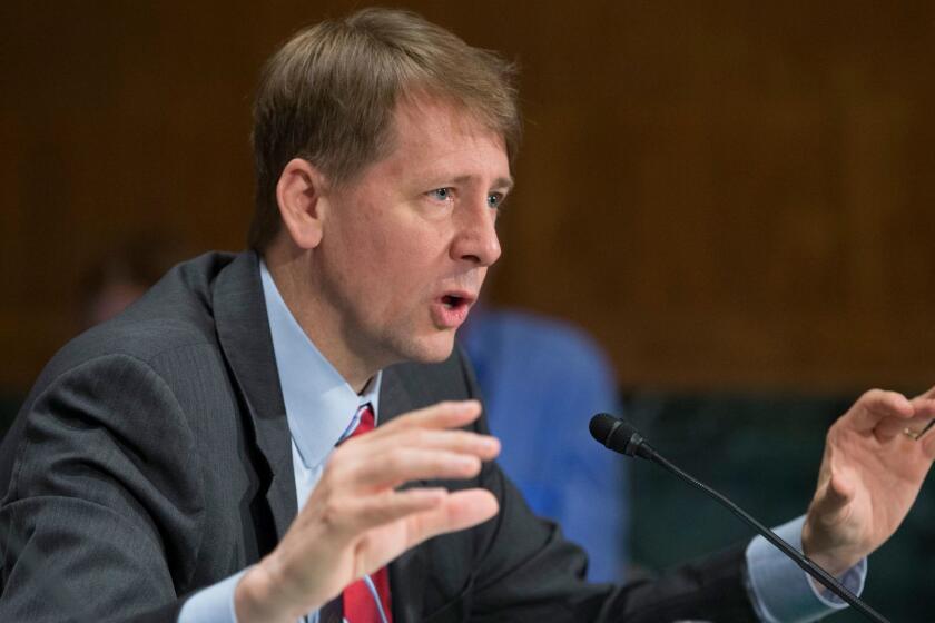 epa05549657 Richard Cordray, director of the Consumer Financial Protection Bureau, testifies before the Senate Banking, Housing and Urban Affairs Committee hearing on 'An Examination of Wells Fargo's Unauthorized Accounts and the Regulatory Response', on Capitol Hill in Washington, DC, USA, 20 September 2016. EPA/MICHAEL REYNOLDS ** Usable by LA, CT and MoD ONLY **