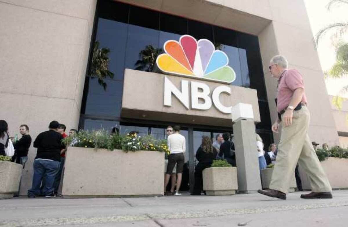 People line up to see "The Tonight Show" at the NBC studios in Burbank.